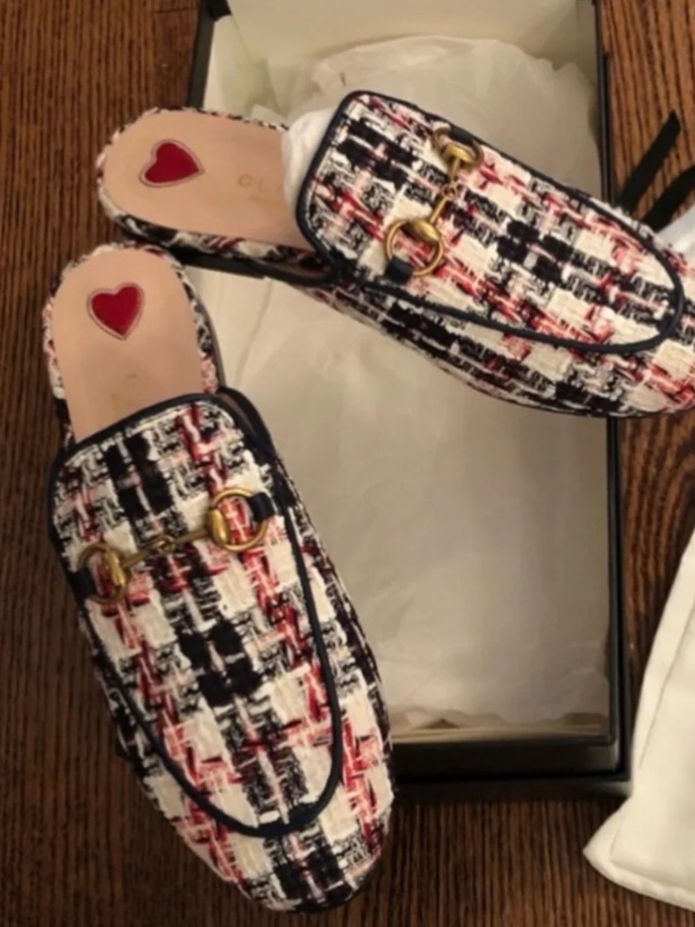 Gucci-Tweed Princetown Mules EU 36 Gucci Princetown Tweed Check